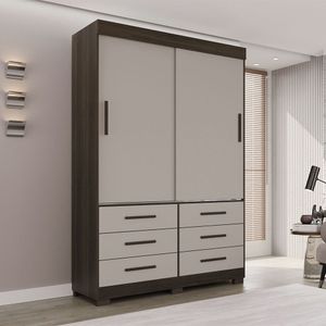 Guarda Roupa New Star 2 Portas 6 Gavetas Sem Espelho Salleto Savana/off