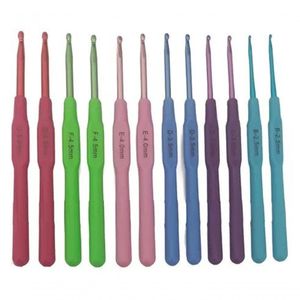 Kit 12 Agulhas De Crochê Metal Com Cabo Plástico – Tamanhos De 2.5mm A 5.0mm