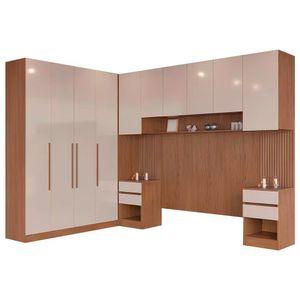 Guarda-roupa Modulado Casal Lugano 10 Portas 6 Gavetas Avelã/cappuccino