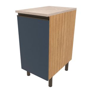 Balcão Bartira Cristal Em Mdp Com 1 Porta, 40cm De Largura Lâmina De Mel/azul Royal