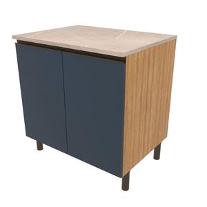 Balcão Bartira Cristal Em Mdp Com 2 Portas E 1 Prateleira, 8 Lâmina De Mel/azul Royal