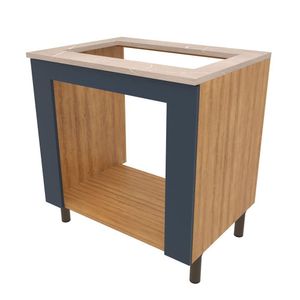 Balcão Bartira Cristal Em Mdp Para Forno E Cooktop 5 Bocas Lâmina De Mel/azul Royal
