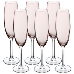 Conjunto De Taças Para Champanhe Bohemia Gastro 220ml 6 Pçs Rosa