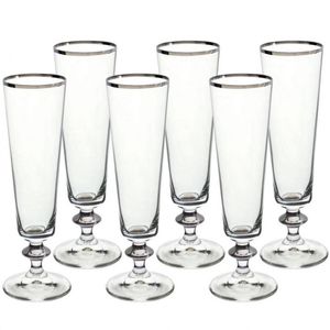 Conjunto Taças Para Champanhe Bohemia Bella Decorada 6 Peças Transparente