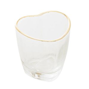 Copo P- Shot Coracao Borda Dourada 50ml Em Vidro Lyor