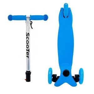 Patinete Regulável Infantil 3 Rodinhas Com Led Para Crianças Até 40kg Azul