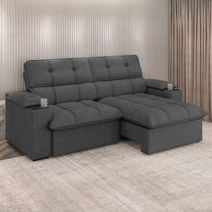 Sofá 4 Lugares Luizzi Besthouse Liverpool Slim 240cm Largura Titânio
