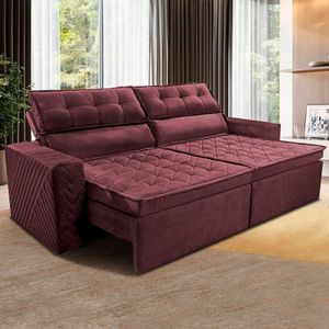 Sofá 3 Lugares Cama Inbox Belém Retrátil/reclinável Vinho