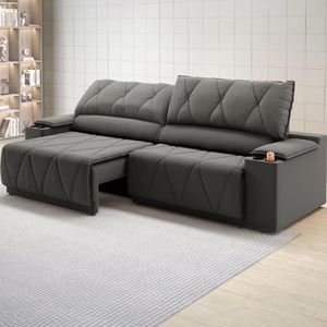 Sofá 3 Lugares Dds Glamour Retrátil/reclinável Com 230 Cm Cinza