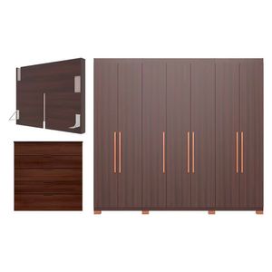 Guarda Roupa Bartira Diplomata Cômoda Cabeceira Casal Queen Café-capuccino