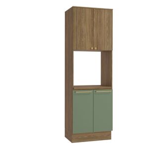 Paneleiro Kappesberg Flora Com 4 Portas, 3 Prateleiras Nogueira/verde Oliva