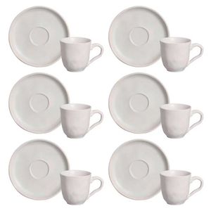 Conj 6 Xícaras E Pires Para Café Porto Brasil Bio Vit 120 Ml Cinza