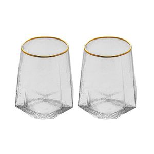 Conjunto Com 2 Copos Baixos Em Cristal Com Fio De Ouro Taj Transparente