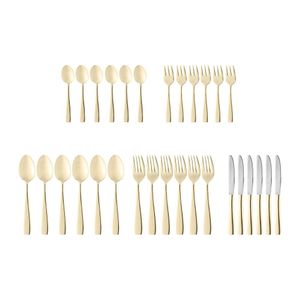 Faqueiro Wolff Pisa Em Aço Inox Dourado – 30 Peças Inox Com Dourado