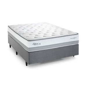 Cama Casal Herval Silver Com Pillow Top E Molas Ensacadas Cinza