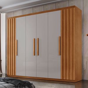 Guarda Roupa Casal Roma Mdf 6 Portas E 2 Gavetas Naturalle/Off White