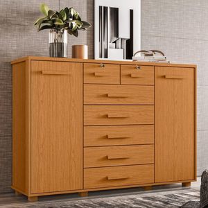 Cômoda Palumoveis Fontana Com 7 Gavetas E 2 Portas 160cm Cinamomo