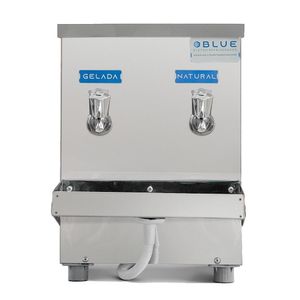 Bebedouro Purificador Industrial Blue Bancada 2 Torneiras Natural E Gelada 10L PIB10L220VN-2T Inox 220V