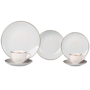 Aparelho De Jantar 42 Peças L`hermitage Legacy Em Porcelana Branco E Dourado