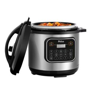 Panela De Pressão Elétrica Philco Ppp80 Multifuncional 8 L Inox Com Preto 110v