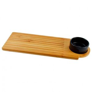 Petisqueira Em Bambu Com Molheira Dynasty 33cm Marrom