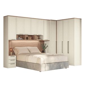 Guarda Roupa Modulado Canto Reto 166 Toledo 10 Portas Areia Com Wood