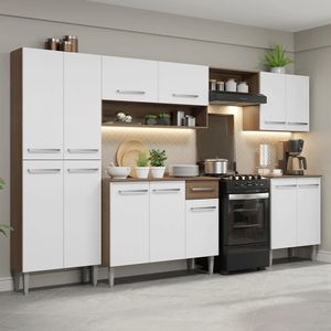 Armário De Cozinha Completa 293cm Rustic/branco Emilly Madesa 02 Rustic/branco