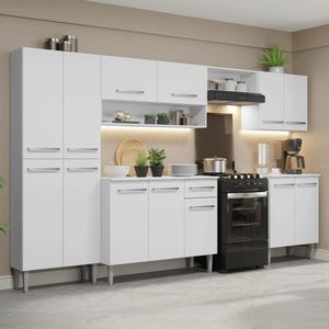 Armário De Cozinha Completa 293cm Emilly Madesa 02 Branco