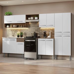 Armário De Cozinha Completa 293cm Emilly Madesa 09 Rustic/branco