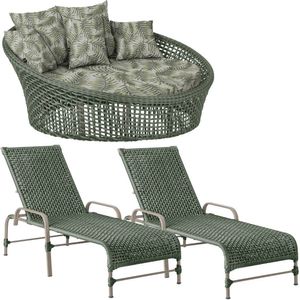 Kit Chaise Hungria E Espreguiçadeiras Catar Trama Original Verde