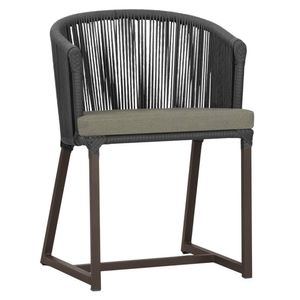 Cadeira De Jantar Noronha Alumínio Marrom E8 Trama Original Preto