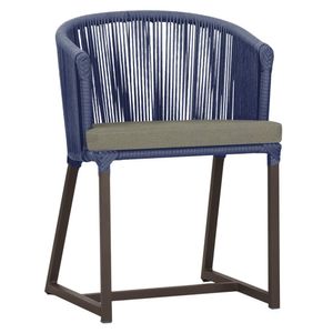 Cadeira De Jantar Noronha Alumínio Marrom E8 Trama Original Azul