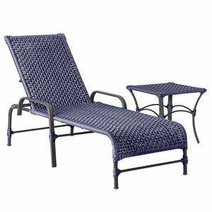 Espreguiçadeira Catar Mesa Corda Alumínio Náutica Piscina Azul