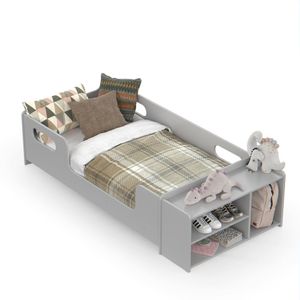 Cama Infantil Aconchego Montessoriana Com Sapateira E Sapateira Quarto De Criança Menina E Menino Cinza Rofemar