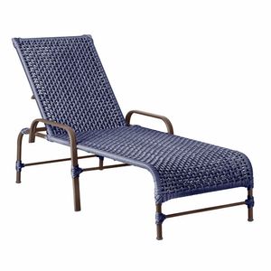 Espreguiçadeira Catar Marrom E Corda Náutica Trama Original Azul