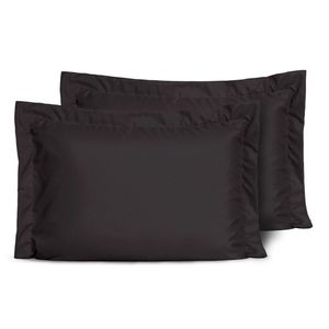 Kit 2 Fronhas Slim Com 3 Abas 50cm X 70cm Micropercal 200 Fios - Preto