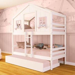 Treliche Casinha Dos Sonhos Madeira Maciça Branco/ Rosa Megamobilia