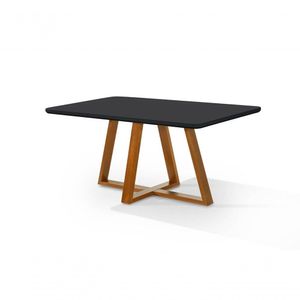 Mesa De Jantar Bela 120x80cm Pés Madeira Tampo Vidro/mdf cast-preto