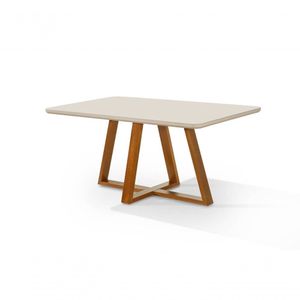 Mesa De Jantar Bela 160x90cm Tampo Vidro/mdf cast/off White