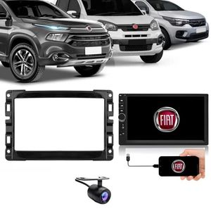 Central Multimídia 2 Din Mp5 Fiat Mobi Câmera Moldura Bp