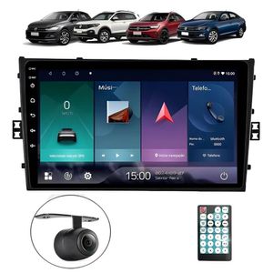 Central Multimídia Android 2 Din T-cross Moldura 9 Câmera Ré Pt Fosco