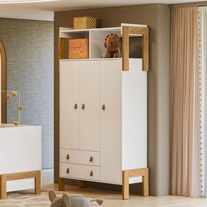 Guarda-roupa Com 3 Portas 2 Gavetas E Nicho Fantasia Branco