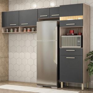 Armário De Cozinha Compacta 3 Peças Laos - Avena Touch-grafito
