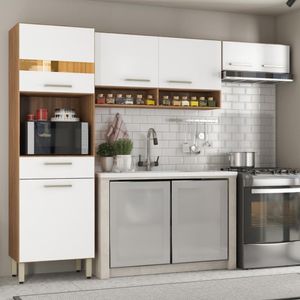Armário De Cozinha Compacta 3 Peças Laos - Amêndola Touch-branco