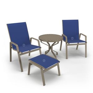 Conjunto Mesa Ripado 2 Cadeiras Com Mesa E Apoio Alumínio Fendi - Azul