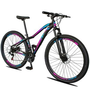 Bicicleta 29 Dropp Race 21 Marchas Quadro Alumínio E Suspensão Dianteira E Freio Disco - Azul+rosa - 15 Azul+rosa