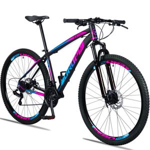 Bicicleta Aro 29 Dropp Z3 Alumínio Shimano 21vel Freio A Disco Mecânico Com Suspensão Mtb - Azul+rosa - 21 Azul+rosa