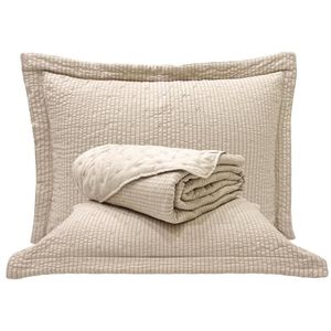 Cobre Leito King Analu Micropercal 300 Fios Dupla Face Texturizado 3 Peças - Bege