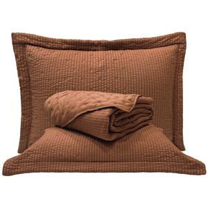 Cobre Leito King Analu Micropercal 300 Fios Dupla Face Texturizado 3 Peças - Castanho