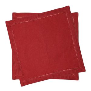 Conjunto Com 2 Guardanapos Ponto Ajour Vermelho